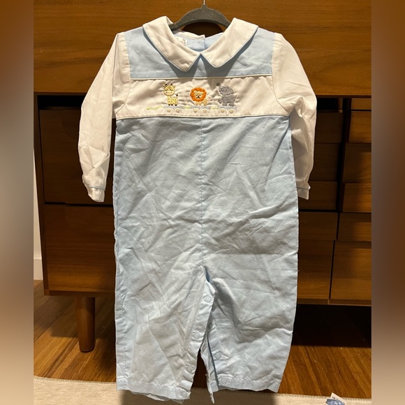 Petit Ami  Blue and White Baby Romper - Picture 1 of 4